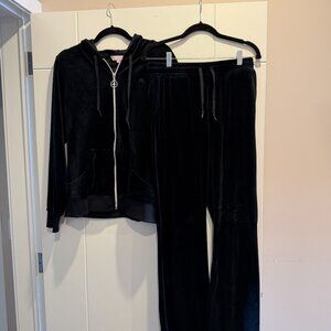 Paris Hilton Sparkle Boss Babe Velour Tracksuit Set in Black - Size L